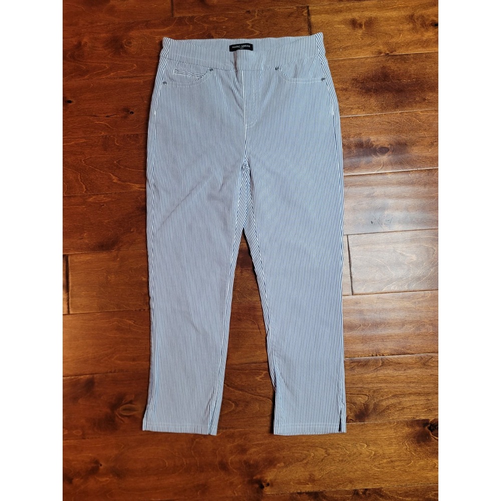 Mario Serrani Italy Women's Comfort Stretch Capri Pants, Navy / Ivory, Size S